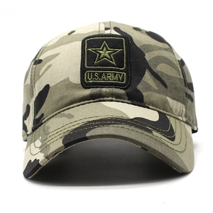 Classic woodland camouflage baseball cap with U.S. ARMY embroidery and green star