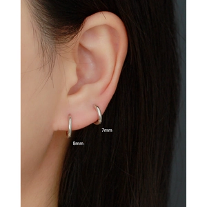 Minimalist S925 sterling silver hoop earrings in 7mm and 8mm sizes for women
