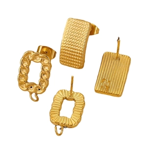 Textured 18k gold plated stainless steel geometric earring bases for DIY jewelry making