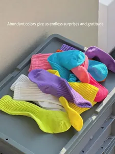 Vibrant candy colored ribbed cotton crew socks for kids in a variety of bright tones