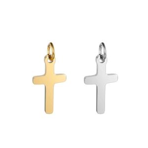 Pendentifs croix en acier inoxydable poli couleur or et argent pour bijoux DIY