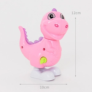 Dinosaure jouet à remonter rose, dimensions de 12 cm de haut et 10 cm de long