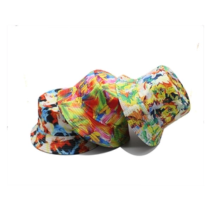Reversible Bucket Hat Cotton Polyester 3D Oil Painting Graffiti Print Sun Protection Streetwear Hip Hop Unisex