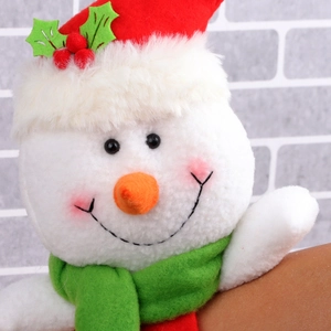 Christmas snowman plush snap bracelet with a red hat and green scarf for kids