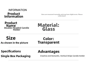 Detailed specifications of the ribbed glass candle holder for taper and pillar candles
