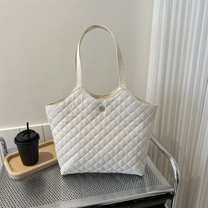 Sac Fourre-Tout Matelassé Femmes Grande Capacité Motif Losanges Nylon Sac À Épaule Léger Sac À Main Banlieue Chic Décontracté