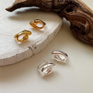 Minimalist 925 Sterling Silver Earrings With Twisted Knot Geometric Curved U Shape High Polished Elegant Jewelry For Women