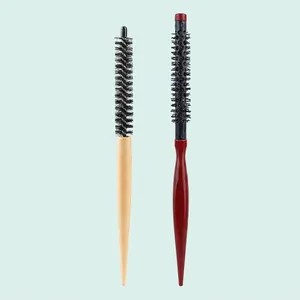 Spazzola Per Capelli Rotonda Manico In Legno Setole In Nylon Tubo In Alluminio Resistente Al Calore Per Volumizzare Le Radici E Lo Styling