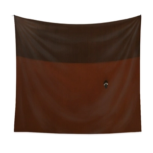 Detailed texture of bohemian tapestry with abstract brown color blocks and silhouette