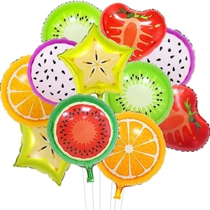 Colorful fruit shaped foil balloons assortment for birthday party and festive decorations