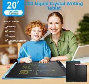 Family scene showing kids using the 20-inch colorful LCD drawing tablet for creative art