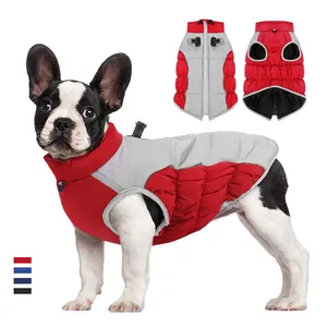 Winter warm dog jacket with reflective D-rings and zipper closure for large dogs