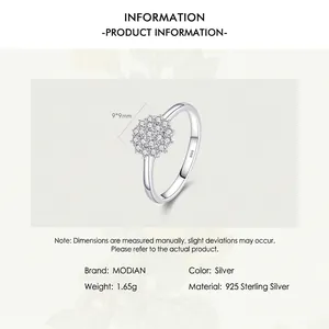 Sparkling S925 sterling silver ring featuring a floral cluster of pavé-set round zircons