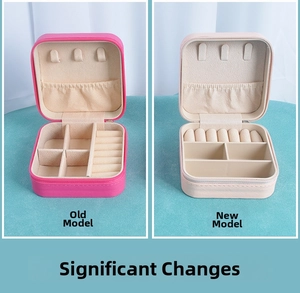 Comparison between old and new portable jewelry box showing updated interior storage layout