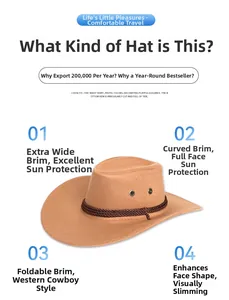 Détail du large bord incurvé et de la corde tressée d'un chapeau de cowboy kaki