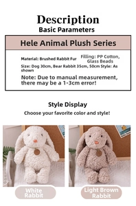 Detail of plush rabbit toy featuring soft floral brushed fur and PP cotton filling