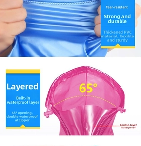 Detail of thickened PVC shoe cover with 65-degree zipper opening and double waterproof layer