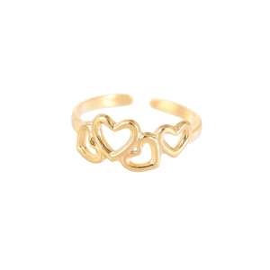 Minimalist gold plated stainless steel irregular heart open ring for women