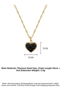 Detailed size specifications for minimalist titanium steel gold heart pendant necklace