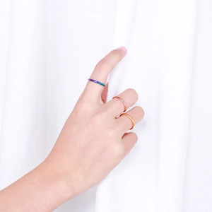 Minimalist polished titanium steel stackable thin rings for women in multiple colors