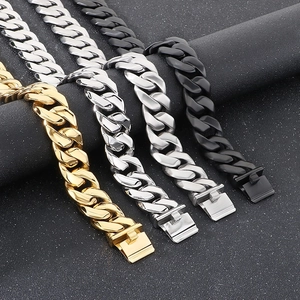 Detailed comparison of 24mm Cuban link necklaces in gold, silver, matte and black finishes