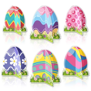 Easter Egg Ornaments 3D Cardstock Desktop Decorations DIY Bunny Carnival Party Props Festive Patterns
