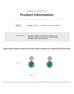 Guide des tailles montrant les dimensions des boucles d'oreilles vintage en calcédoine