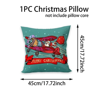 Détail de la housse de coussin Noël 45cm avec motif Père Noël et dimensions