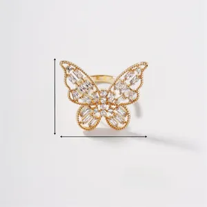 Detailed view of butterfly ring dimensions 3.3cm x 3.0cm and 6.1g weight specifications