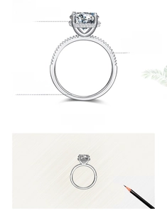 Close-up of S925 sterling silver ring with 5A cubic zirconia in four-prong setting
