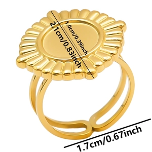 Detailed size measurement of the adjustable sunflower-style stainless steel ring