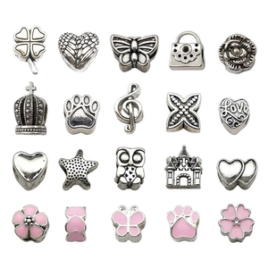 20pcs DIY charm set with pink enamel butterflies and silver retro beads on white background