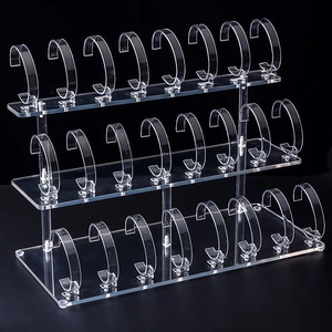 Acrylic Watch Display Stand Transparent Multi Tier Bracelet Holder Stepped Jewelry Rack Counter Organizer