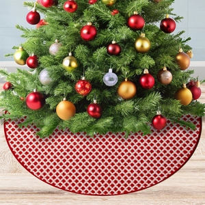 Gonna per albero di Natale in peluche a quadri rossi e bianchi per decorazione d'interni