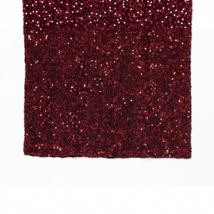 Deep red sequin fabric texture detail for backless halter neck party dress