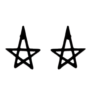 Minimalist black hollow star metal hair clips in 18K gold plated stainless steel