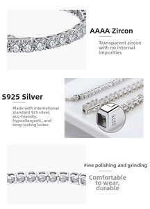 Macro shot of S925 sterling silver stamp and sparkling AAAA cubic zirconia on tennis bracelet