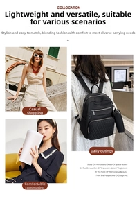 Sac à dos décontracté en nylon noir avec poche matelassée, léger et élégant pour tous.