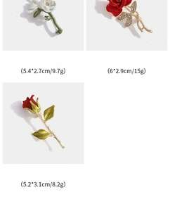 Detailed size specifications for creative floral brooches in various enamel designs