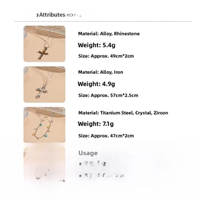 Detail specifications for vintage cross necklaces with rhinestones and colorful beads