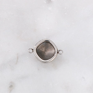 Silver stainless steel rhombus pendant connector for DIY jewelry with gemstone base