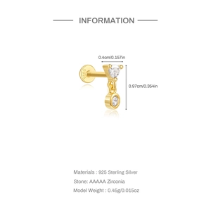 Detailed technical specifications of 925 sterling silver zircon tassel stud earring