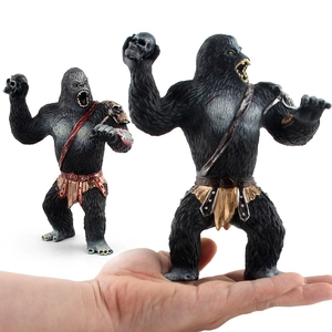 Realistic Solid Gorilla Warrior Action Figure Model With Skull Accessories Primitive Ape Statue Desktop Decoration For Collection Adults Gift