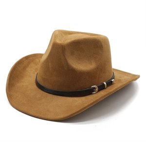 Chapeau de cowboy marron classique à large bord avec boucle de ceinture de style vintage