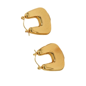 Minimalist gold-plated geometric titanium earrings for women with a polished metal finish