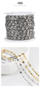 Detail of 18k gold and silver flat oval link chains for DIY jewelry making