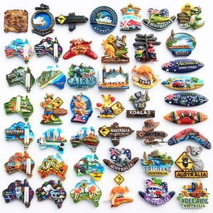 Australia Souvenir Fridge Magnet Resin 3D Hand Painted Kangaroo Koala Sydney Map Magnetic Decorative Ornament