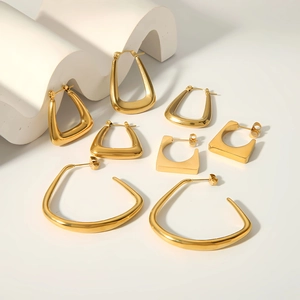 Minimalist Geometric Hoop Earrings 316L Stainless Steel Vacuum Plated Fashion Jewelry For Women
