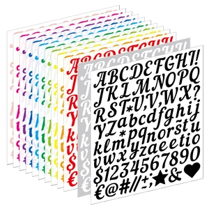 Autocollants Lettres Chiffres Vinyle Imperméables DIY Scrapbooking Style Dessiné À La Main Épais Auto-adhésifs Multicolores