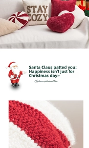 Detailed view of Christmas festive pillow set including heart shape and stay cozy text